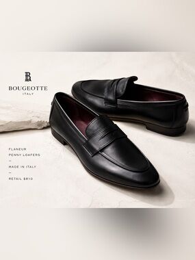Bougeotte Flaneur Black Leather Penny Loafers EU 42 Men’s 9 Women’s 11 NWT Italy